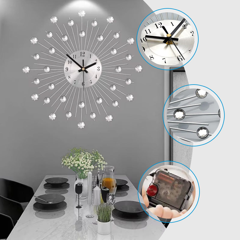 ✨🕰️ Creative Rhinestone Wall Clock – Silent, Minimalist Luxury for Living Room, Dining & Entryway! 💎🏡