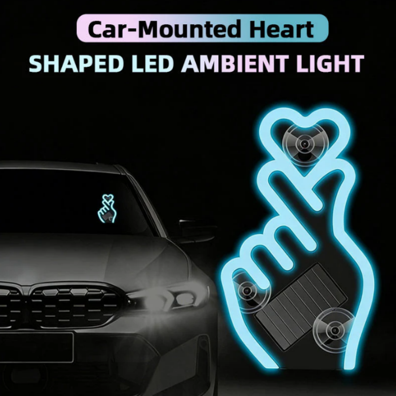 Solar-Powered Finger Heart LED Car Light