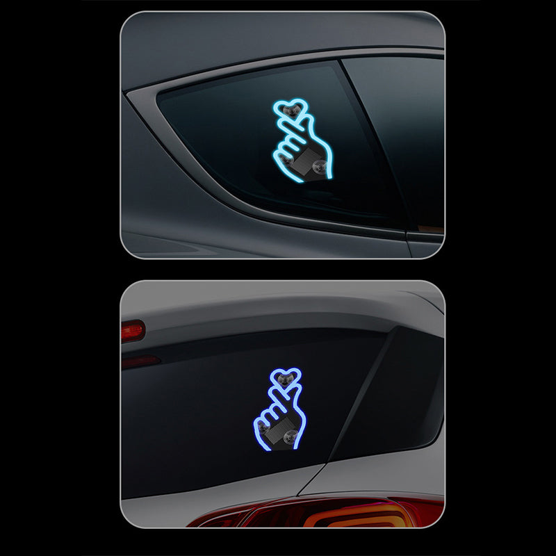 Solar-Powered Finger Heart LED Car Light