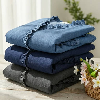 Women's Casual Ruffle V-Neck Shirt | Soft, Breathable & Flattering High-Low Hem ✨