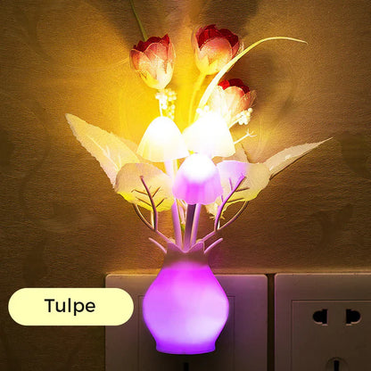 LED Nightlights In The Form Of Simulated Flowers With Intelligent Control For The Bedroom