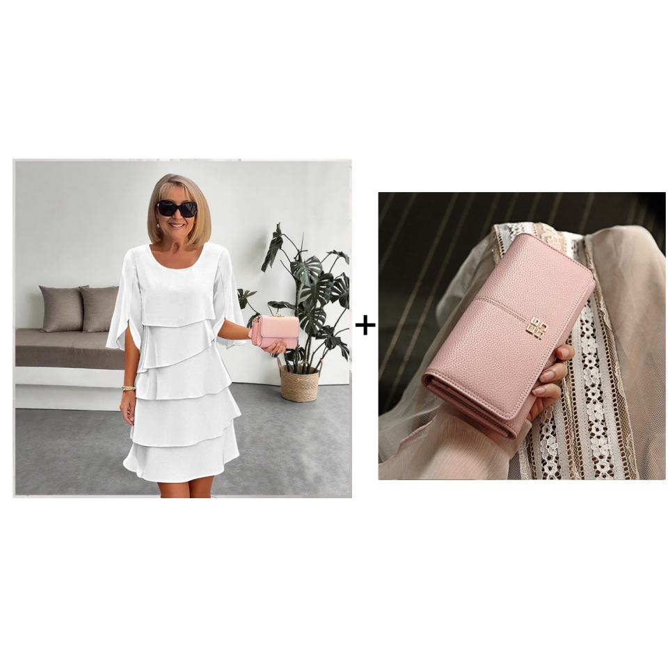 🎁Women's Elegant Layered Ruffle Sleeve Dress – Effortless Style for Every Occasion💃
