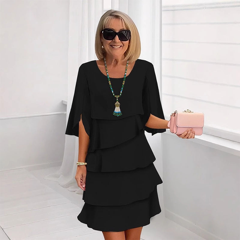 🎁Women's Elegant Layered Ruffle Sleeve Dress – Effortless Style for Every Occasion💃