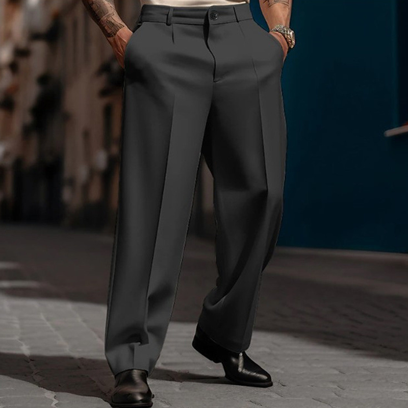🥳Men's Casual Wide-Leg Pants – Breezy pleated front, easy pull-on style👖