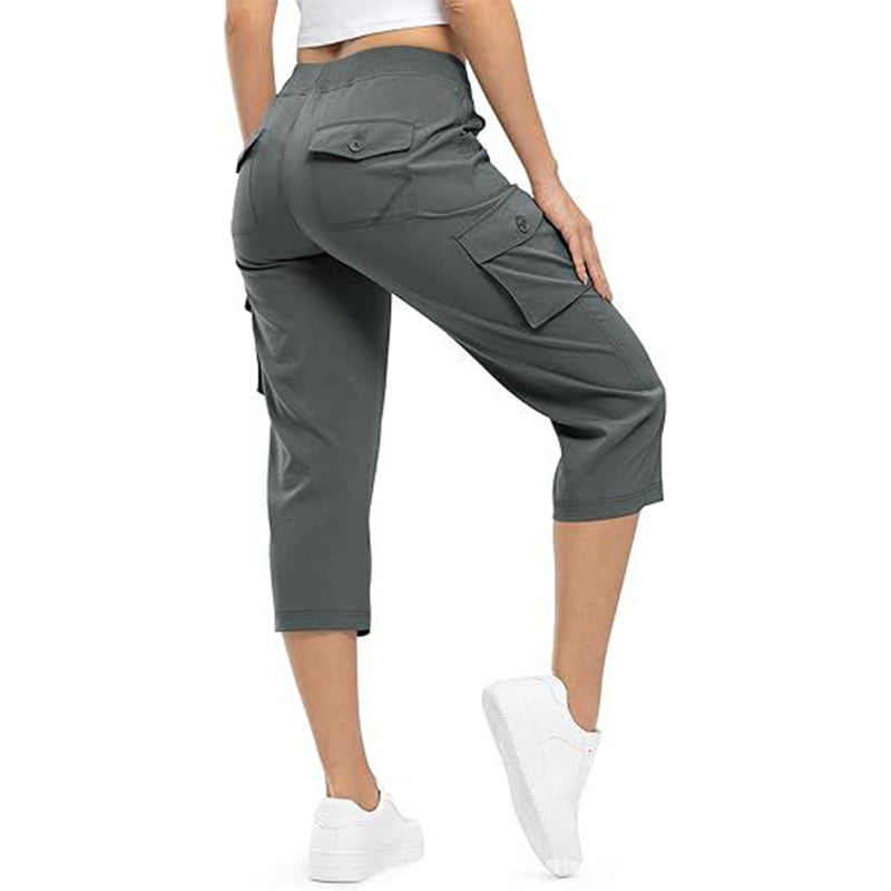 👖 Women's Lightweight Cargo Capris – 6 Pockets, Drawstring Waist, Breathable 🌿
