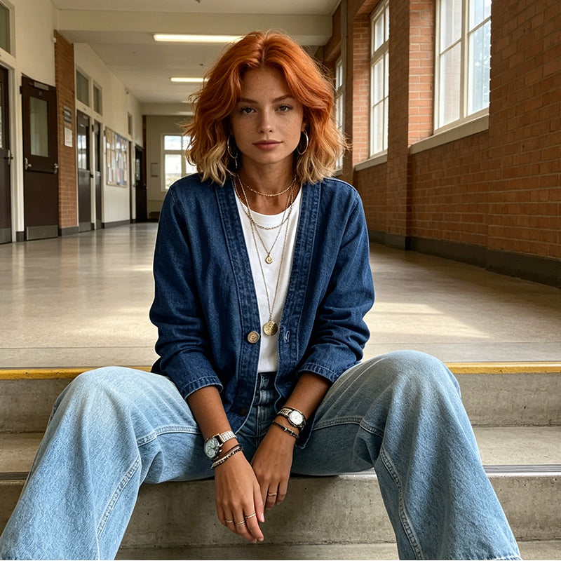 🧥Women's Classic Button Front Denim Jacket