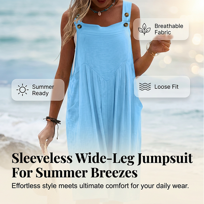 🌸 Sleeveless Wide-Leg Jumpsuit – Effortless Summer Style & Breezy Comfort ✨💃