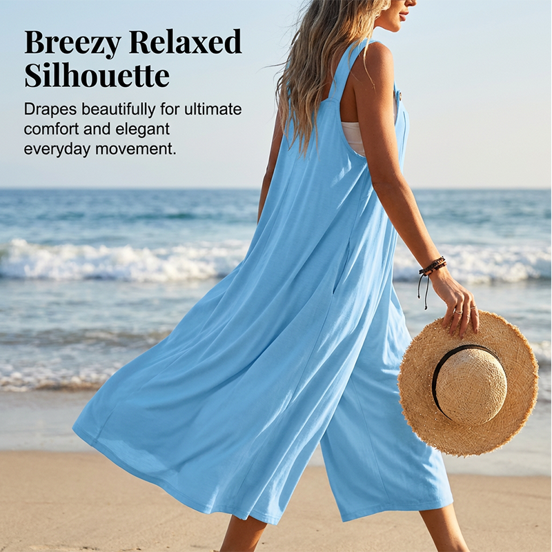 🌸 Sleeveless Wide-Leg Jumpsuit – Effortless Summer Style & Breezy Comfort ✨💃