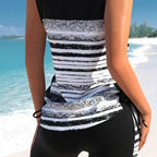 Women's Tummy Control Tankini Set with Built-In Bra – Flattering Boho Swimwear with Shorts