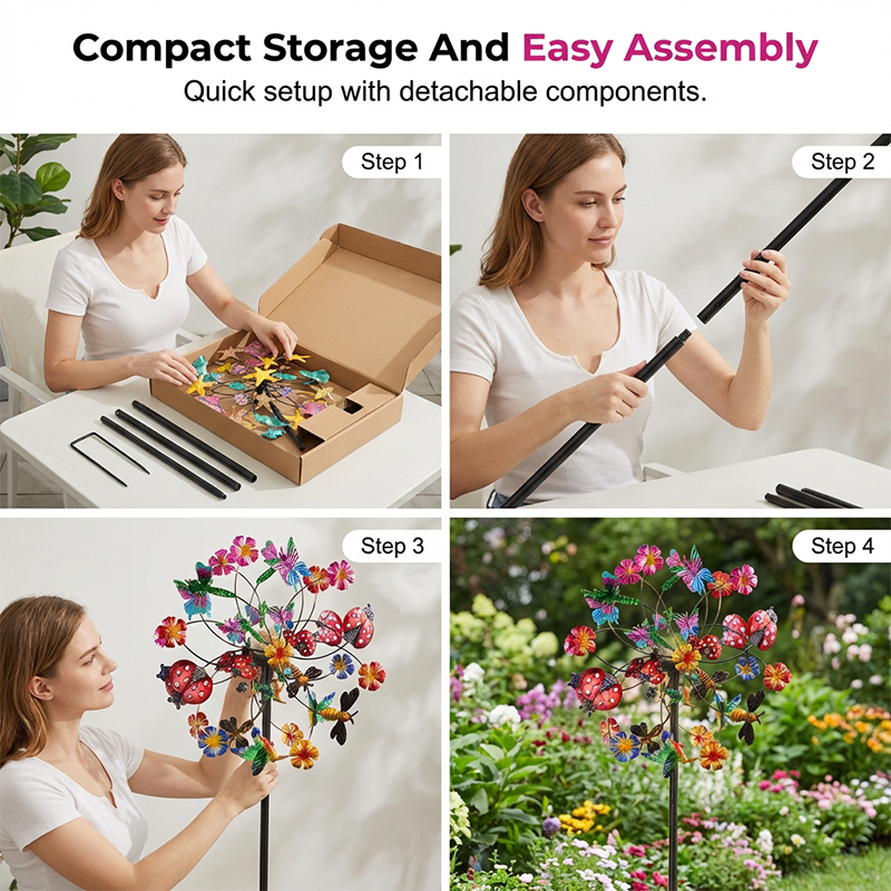 🌸🎡 Solar-Powered Wind Spinner for Garden