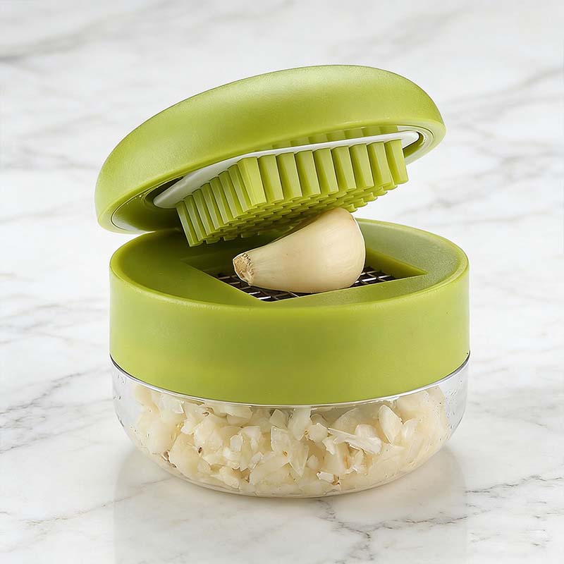 Mini Garlic Chopper and Press with Container