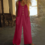 Women's Sleeveless Wide-Leg Jumpsuit with Pockets
