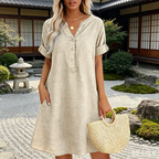 👗Women's V-Neck Tunic Dress – Relaxed Fit, Pockets & Breathable