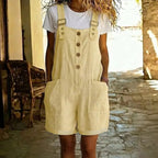 Retro Solid Color Romper with Adjustable Straps