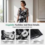 Women's Elegant Floral Print Chiffon Dress
