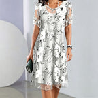 Women's Elegant Floral Print Chiffon Dress
