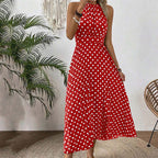 Women's Polka Dot Halter Neck Dress👗