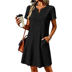 ⌛Limited-time offer-Women's Bohemian Lace V-Neck T-Shirt Dress