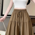 Women High Waist Skirt Pants Wide Leg Ruffle Culottes