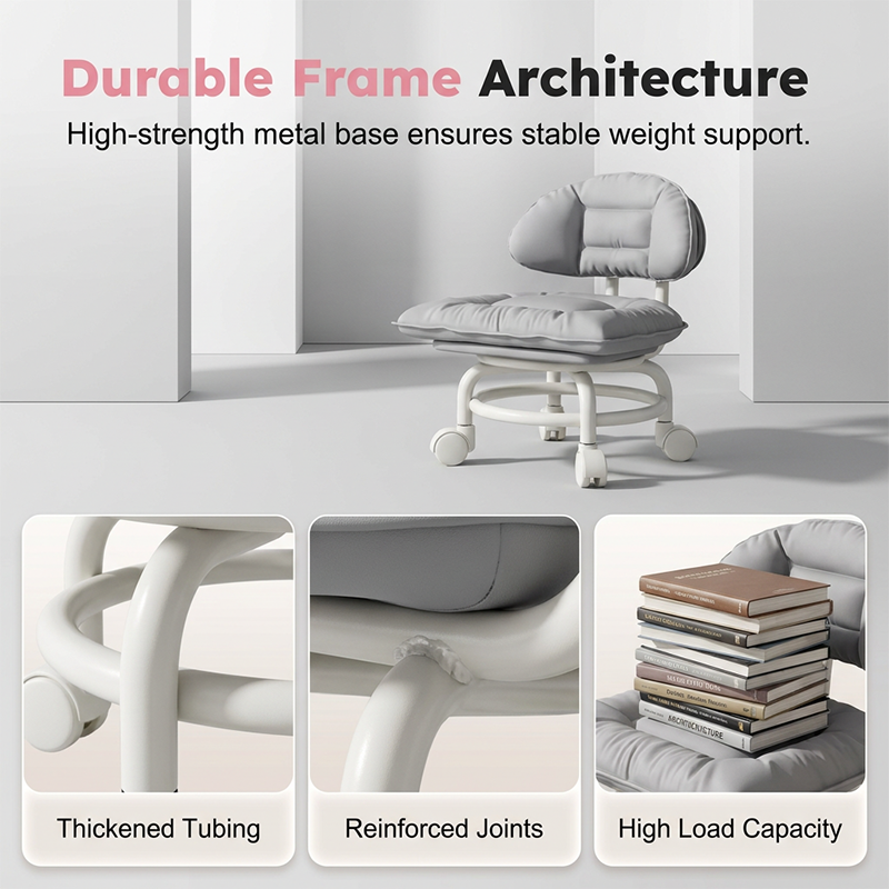 🪑 Rolling Low Stool with Backrest – Padded seat & silent casters – comfortable and mobile 🛠️