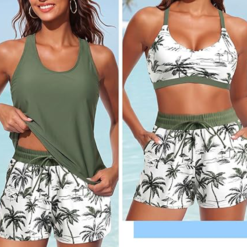 ✨Women's 3-Piece Swimsuit Tankini Set with Shorts