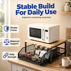 💥2-Tier Kitchen Microwave Stand with Slide-Out Drawer — Heavy-Duty Countertop Shelf