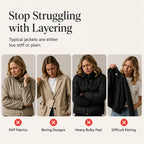 Women’s Elegant Denim Spliced Ribbed Knit Coat