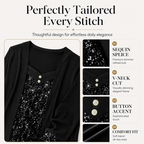 ✨👚Mock Layered Top with Sequin Detail – Eye-Catching Shine & Versatile Wear for Any Occasion