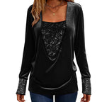 Women's Sequin Patchwork Long Sleeve Top