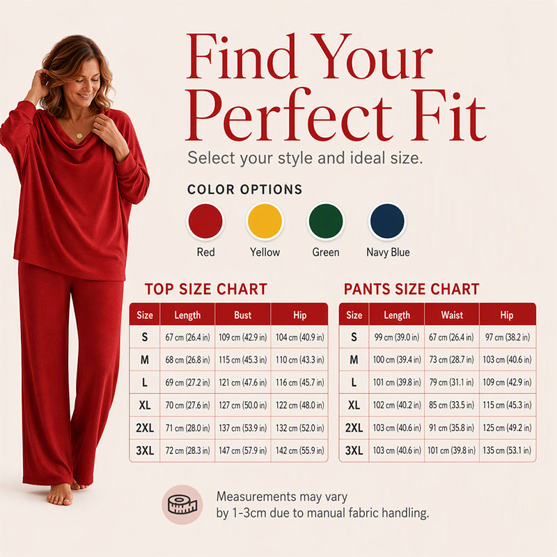 💖🍂 Women's Cowl Neck Top and Wide-Leg Pants Set – Effortless Elegance for Autumn