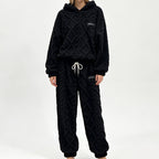 💖 Premium Comfort | Women's Plush Textured Hoodie & Pants 2-Piece Set