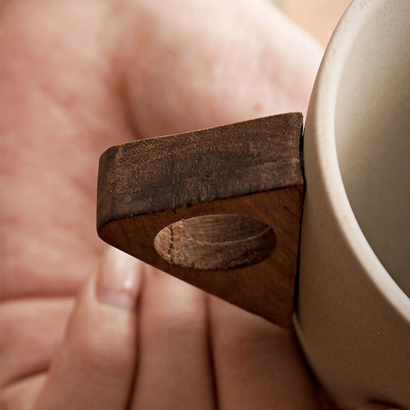 ☕Sip in Style Instantly! No-Slip Rustic Wood-Handle Mug