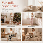 ☁️ Cozy Everyday Comfort | Women's Plush Plaid Wide-Leg Pants