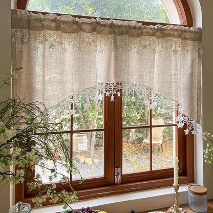 ⏳Limited-time 50% off💥Versatile Country Style Curtain with Star Lace Trim⭐️