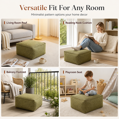 🛋️🧶 Boho Storage Ottoman Pouf Cover – fill with clothes & blankets, supports 220 lbs, washable canvas. Tidy & cosy! 🏠✅