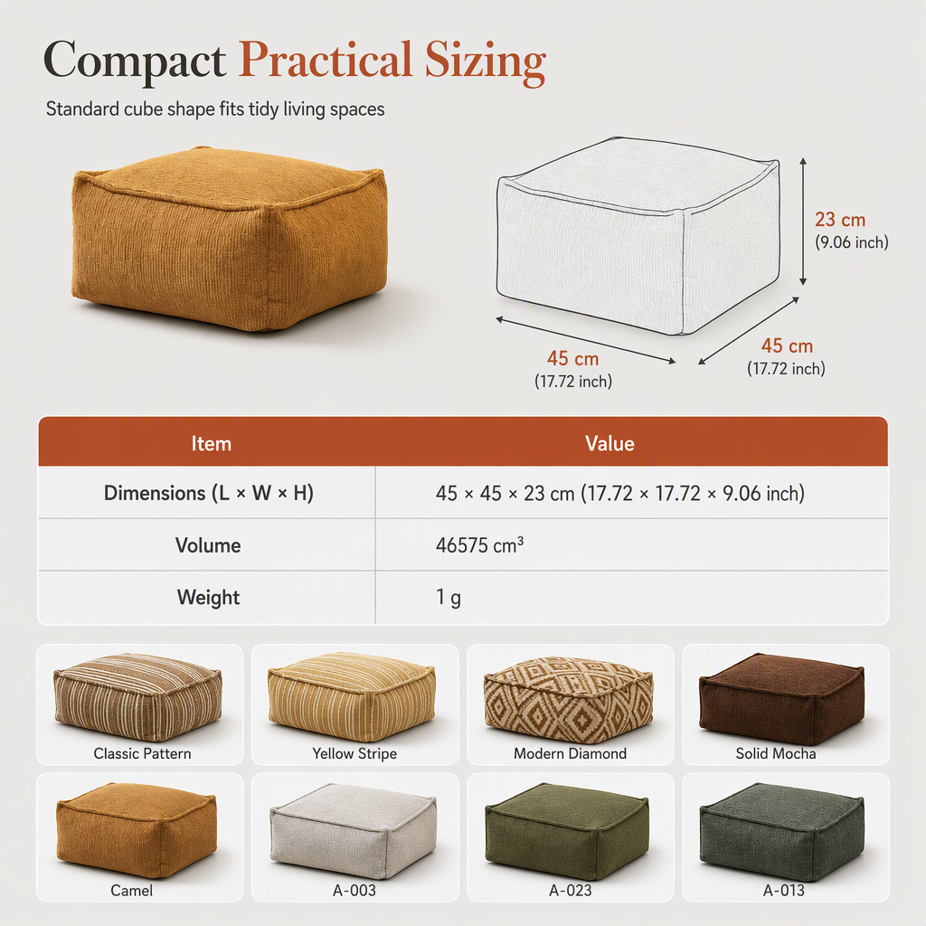 🛋️🧶 Boho Storage Ottoman Pouf Cover – fill with clothes & blankets, supports 220 lbs, washable canvas. Tidy & cosy! 🏠✅