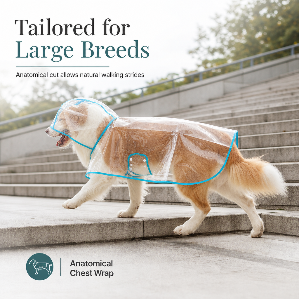 🌧️ Transparent Waterproof Dog Raincoat – XS to 8XL