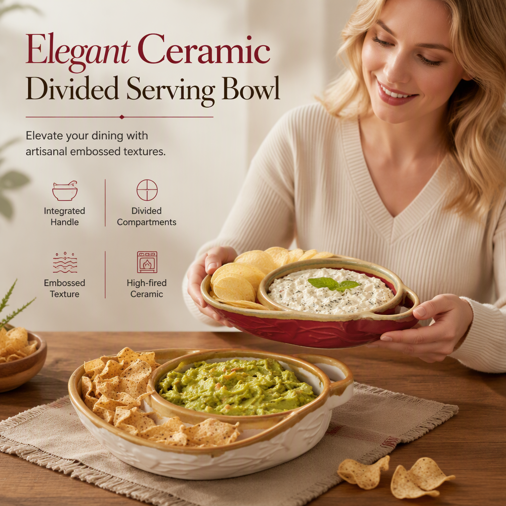 🍲 Retro Ceramic Divided Baking Dish – Vintage Style, Dual Compartments & Elegant Dining for Every Occasion ❤️