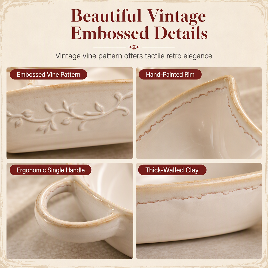 🍲 Retro Ceramic Divided Baking Dish – Vintage Style, Dual Compartments & Elegant Dining for Every Occasion ❤️