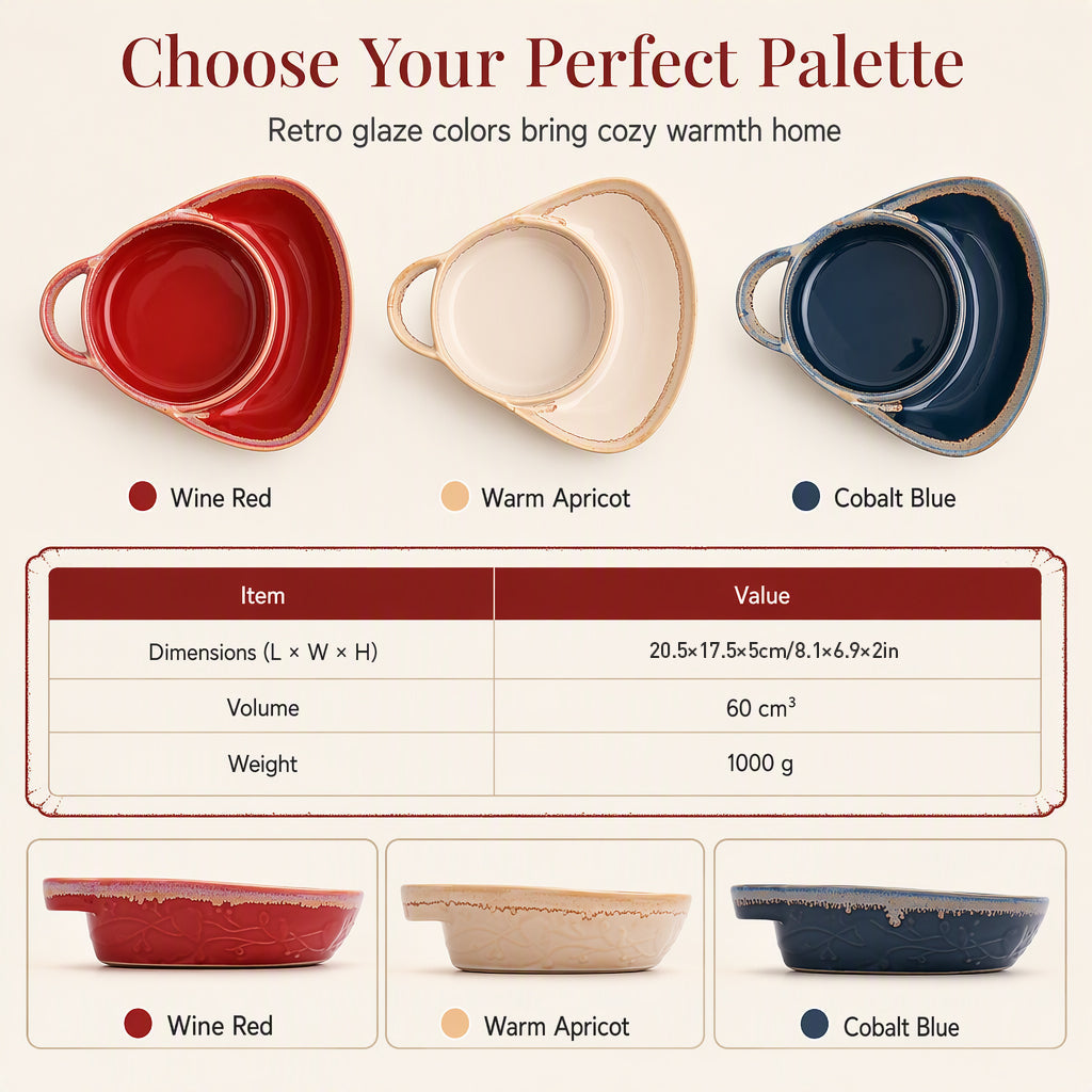 🍲 Retro Ceramic Divided Baking Dish – Vintage Style, Dual Compartments & Elegant Dining for Every Occasion ❤️