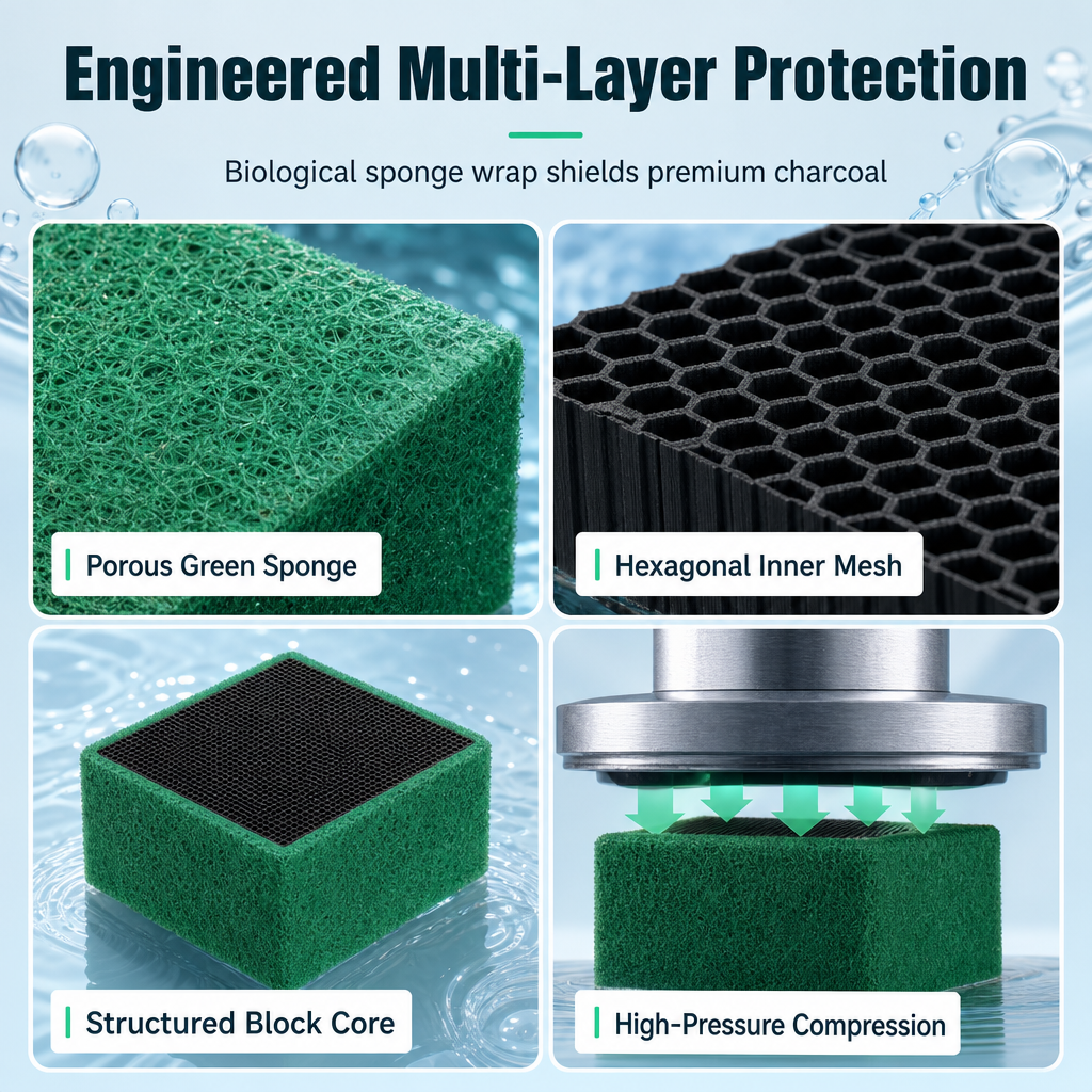 🐠💧 50% OFF! Activated Carbon Filter Cube – honeycomb filtration clears cloudy water, removes odors. Anti-crumble block for crystal-clear aquarium! 🛡️✅